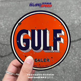Gulf 饰防水贴花 Dealer汽车贴纸复古瓷釉logo电动车头盔装