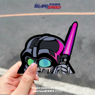 星球大战贴画达斯维德Q版 汽车车身后备箱防水贴花 半头偷窥样式