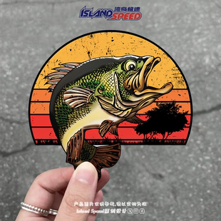 饰贴花 素渔箱工具箱汽车车身装 鲈鱼车贴个性 卡通钓鱼设计元
