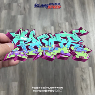 英文涂鸦个性 饰贴 汽车贴纸赛博朋克风摩托车行李箱防水装