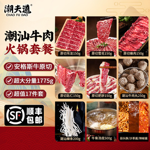 潮夫道潮汕牛肉火锅组合套餐原切雪花吊龙牛肉卷片牛肉丸火锅食材