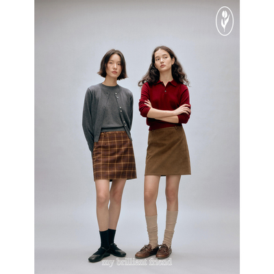 shyshyA字仿麂皮绒防走光短裙