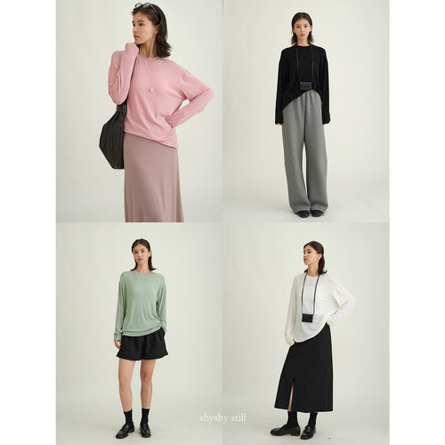 shyshy“空气衫”美丽奴羊毛天丝经典百搭长袖T恤叠穿打底衫