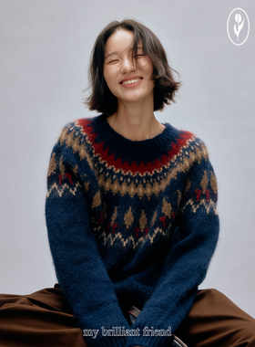 shyshy“漏光胶片”费尔岛羊毛马海毛重工设计感原创经典套头上衣