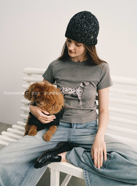 shyshy“斑点狗”棉质亲肤柔软糯唧唧弹力印花短袖T恤短袖上衣