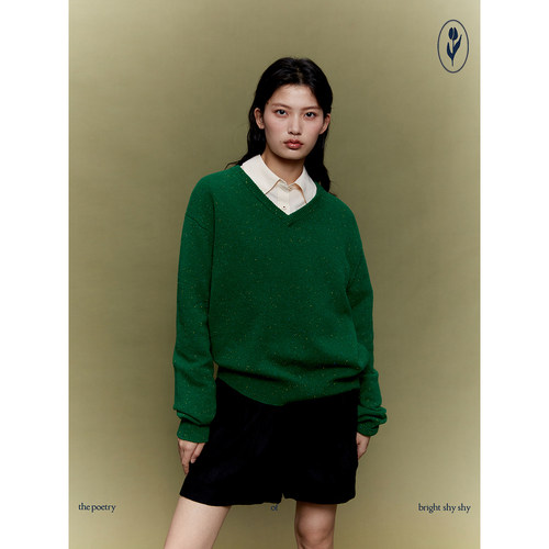 shyshyv领彩色小点经典毛衣外套