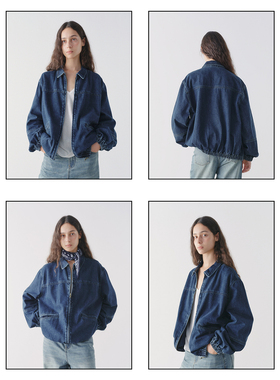 shyshy“海蓝牛仔”宽松休闲海蓝色水洗牛仔复古感棉质牛仔外套