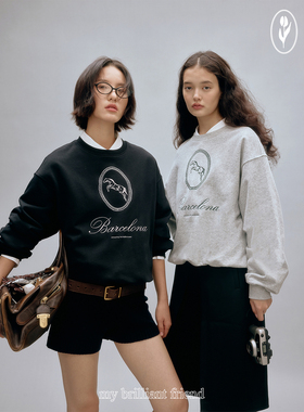 shyshy“飞驰小马”手绘棉质两色重工刺绣圆领定制罗纹不变形卫衣