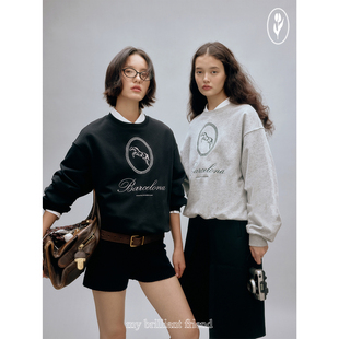 shyshy 手绘棉质两色重工刺绣圆领定制罗纹不变形卫衣 飞驰小马