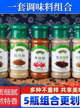 黑白胡椒五香粉孜然辣花椒面粒牛排椒盐撒料香辛料烧烤调味品炒菜