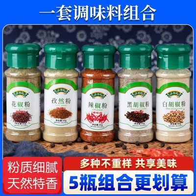 厨房小瓶调料黑白胡椒粉面辣椒花椒粉孜然粉多种调味品烤肉蘸撒料