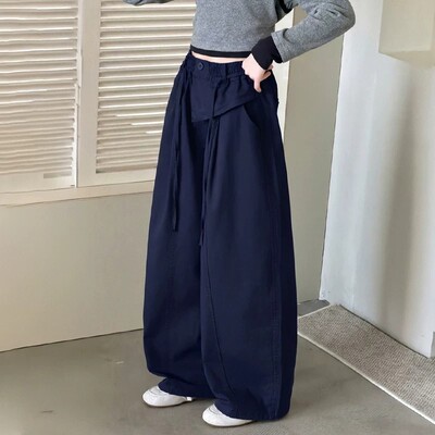 初中生女孩裤子秋2026新款女童直筒工装弯刀裤儿童秋季屁帘阔腿裤 — 7