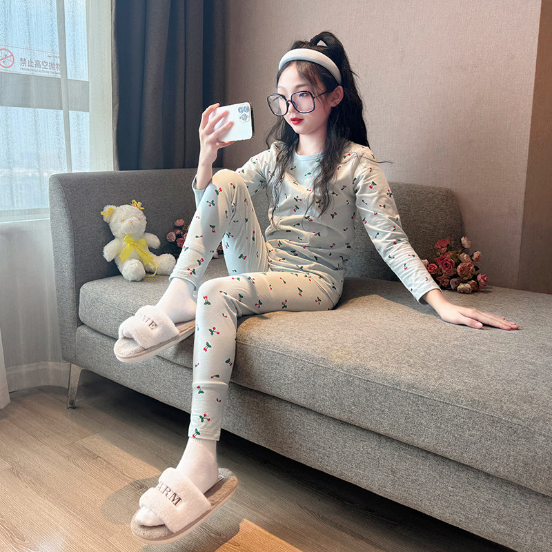 女童秋衣秋裤套装秋冬2026新款初中生女孩大童棉毛衫打底保暖内衣