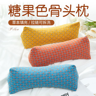 颈椎枕糖果枕荞麦皮枕头荞麦壳枕骨头形枕头全棉枕套成人牵引枕头