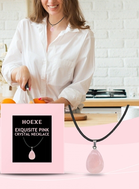 Hoexe 精美粉水晶项链 轻奢小众ins简约风日常百搭锁骨链温柔气质