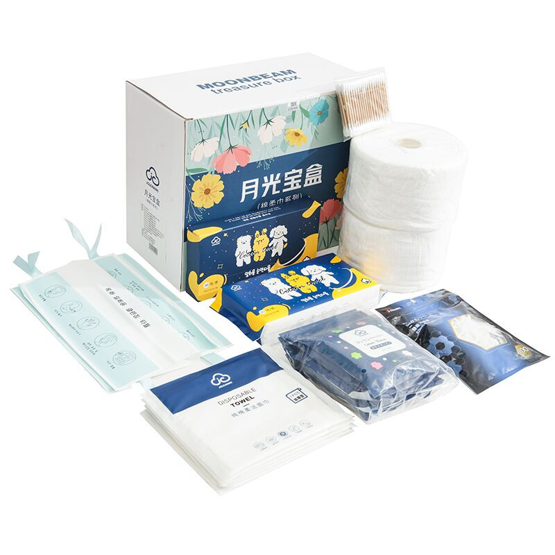 家居比囤!!出口韩国~棉柔巾组合套装牙线棒棉签洗脸巾卸妆纸巾