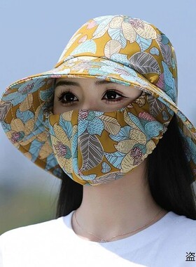 防晒口罩一体帽子遮阳帽