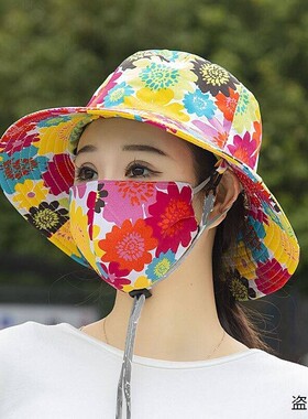 防晒口罩帽子一体夏季遮