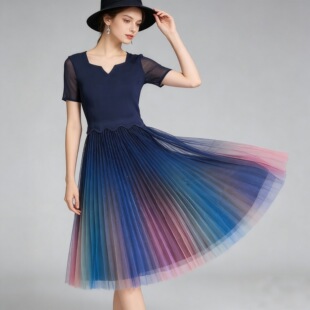 工厂冲量7037时尚 连衣裙 褶皱气质显瘦高贵上档次复古春秋季