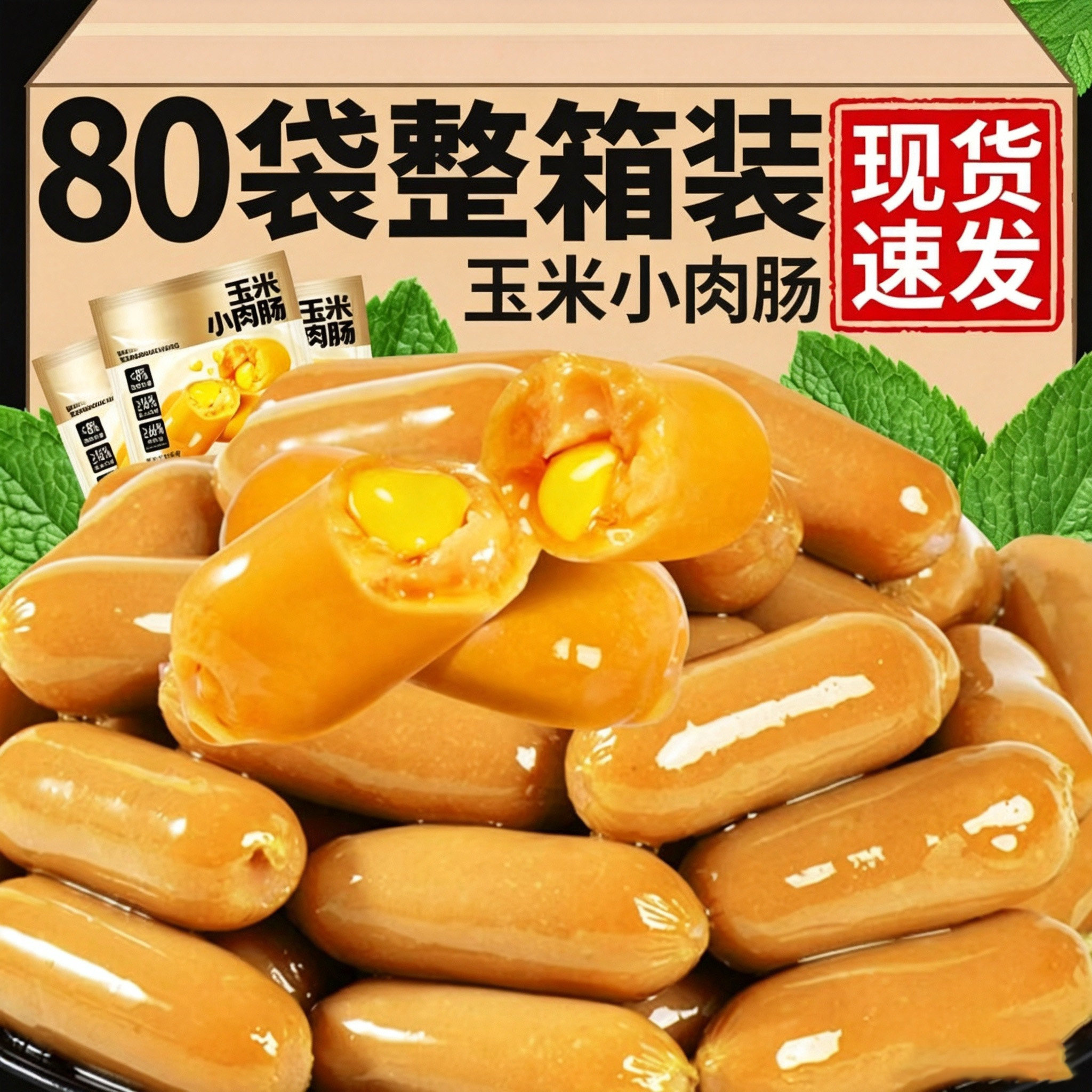 玉米小肉肠热狗火腿肠小吃脆皮烤肠办公室解馋夜宵早餐零食品整箱