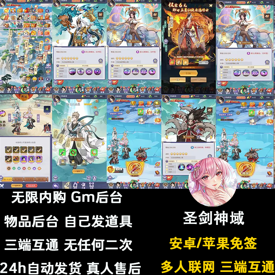 圣剑神域无限内购手游gm后台游戏卡牌买断制资源苹果安卓非单机版