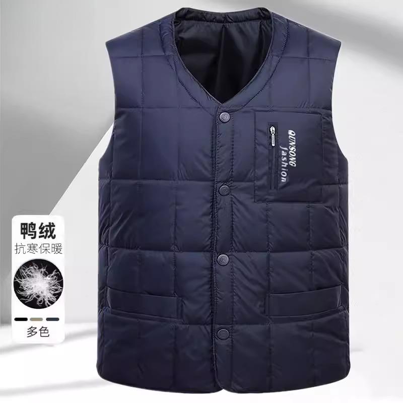 中老年羽绒马甲男士加厚秋冬季爸爸内胆背心内外穿爷爷父亲装马夹