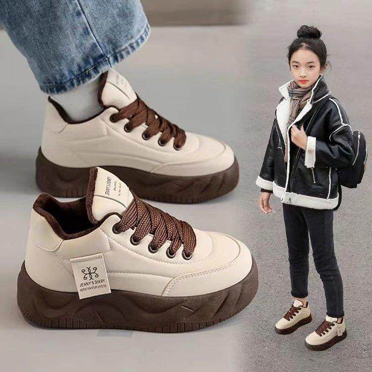 女童软底板鞋2024秋冬款儿童防滑运动鞋中大童潮款跑步鞋加绒潮