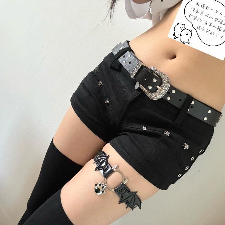 腿环Lolita哥特恶魔翅膀猫爪吊坠皮革腿环腿带芒星亚文化jk性感大