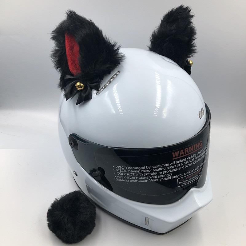 头盔装饰大猫耳朵摩托车机车男女骑士滑雪全盔电动车改装配件饰品