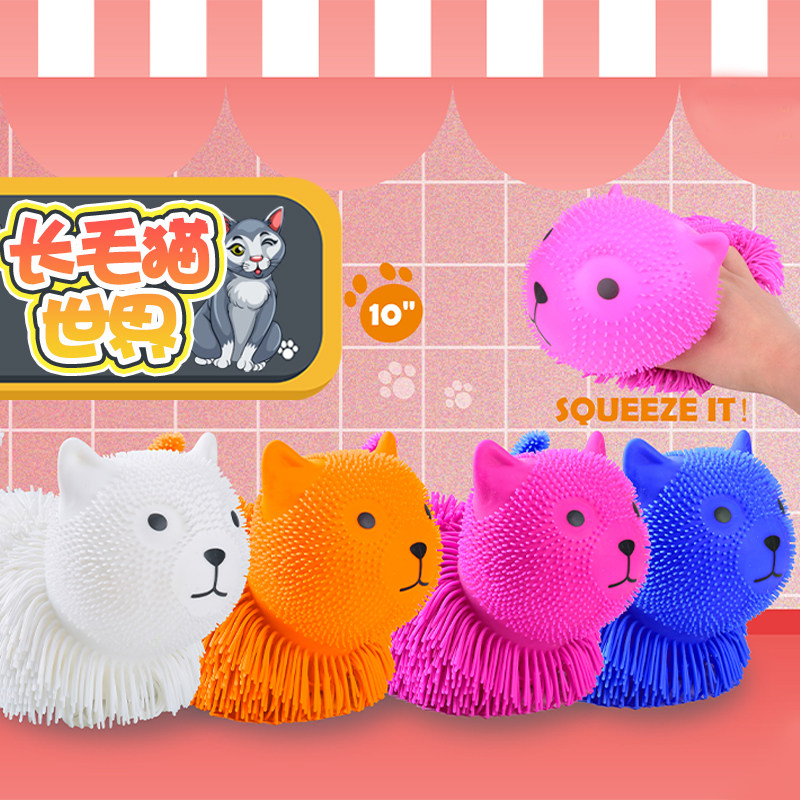 发光软胶猫咪解压捏捏乐充气捏捏玩具硅胶夜市上的亮灯新款公仔