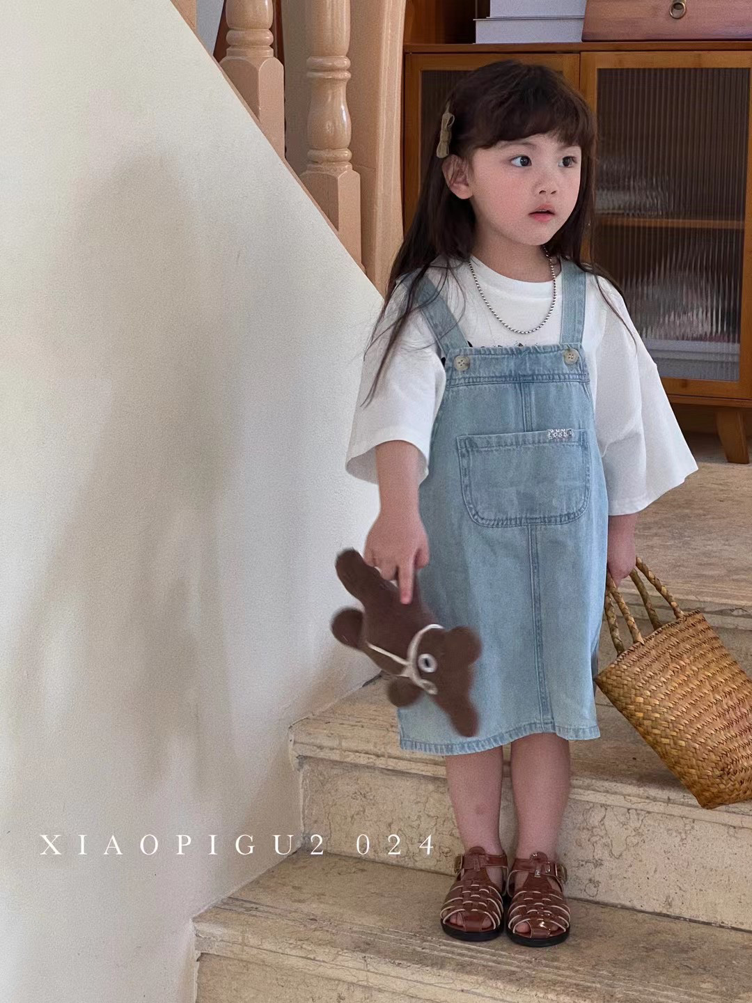 小屁股牛仔裙XPG2024夏季儿童牛仔裙