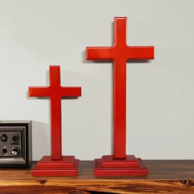实木十字架大摆件客厅挂墙教堂教会手持桌面木质摆放定制