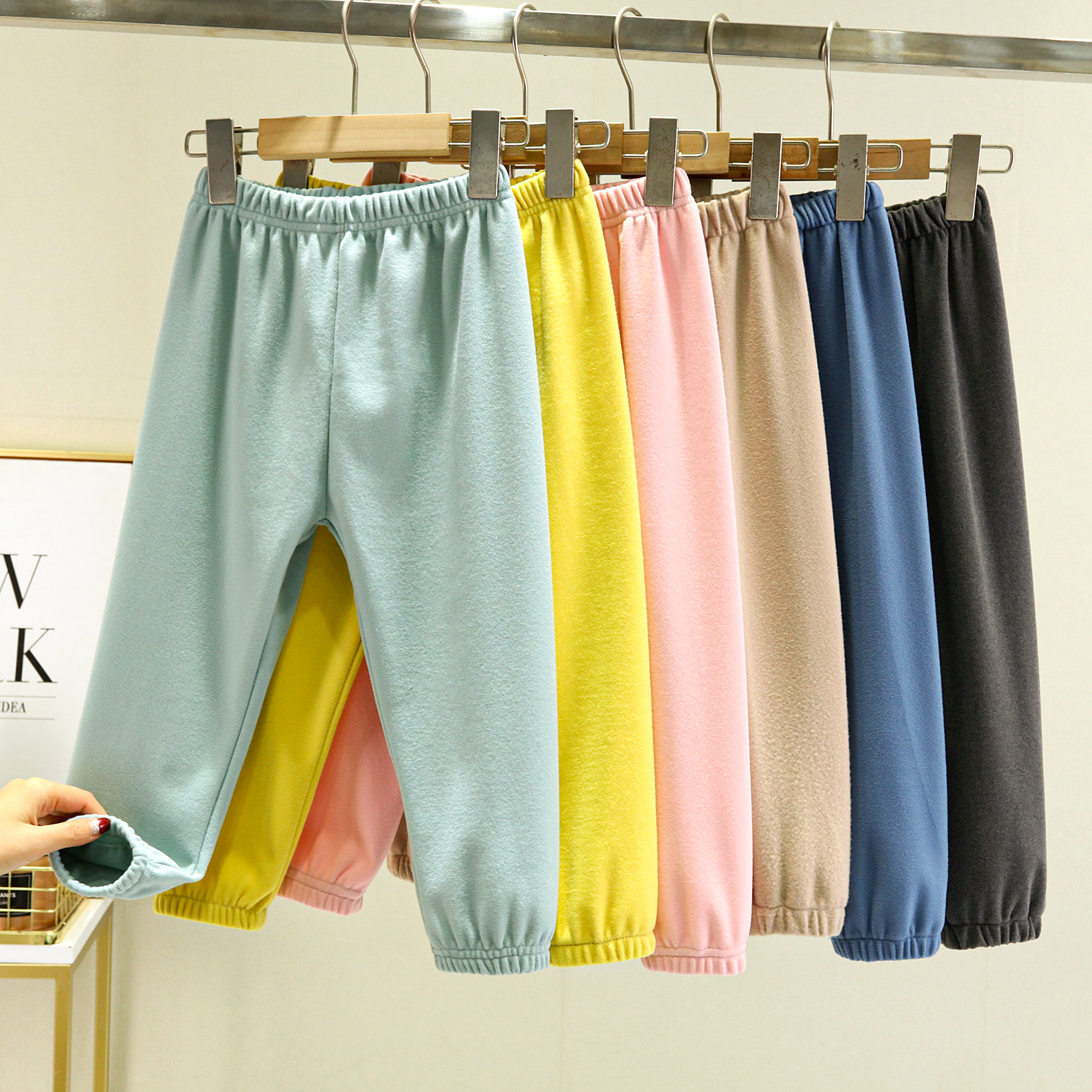 秋冬儿童发热德绒宽松束脚裤睡裤