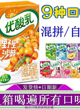 伊利优酸乳野生沙棘味24盒整箱蓝莓味西梅杏子原味草莓荔枝火龙果