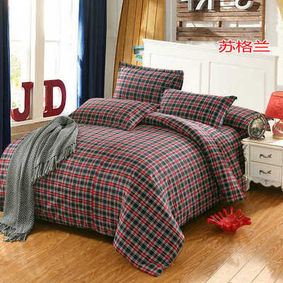 加厚绒布全棉被套单件纯棉150X200X230老式保暧被罩220X240格子