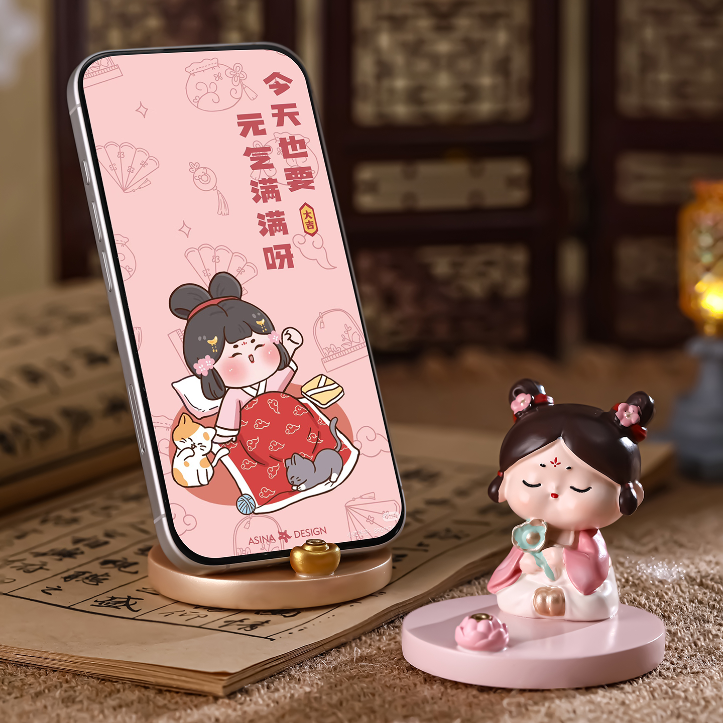 古风唐仕女摆件手机支架礼物女生