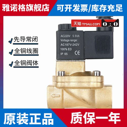 亚德客型4分电磁阀 先导小功率水阀气阀220V 24V 2V130-15电磁阀