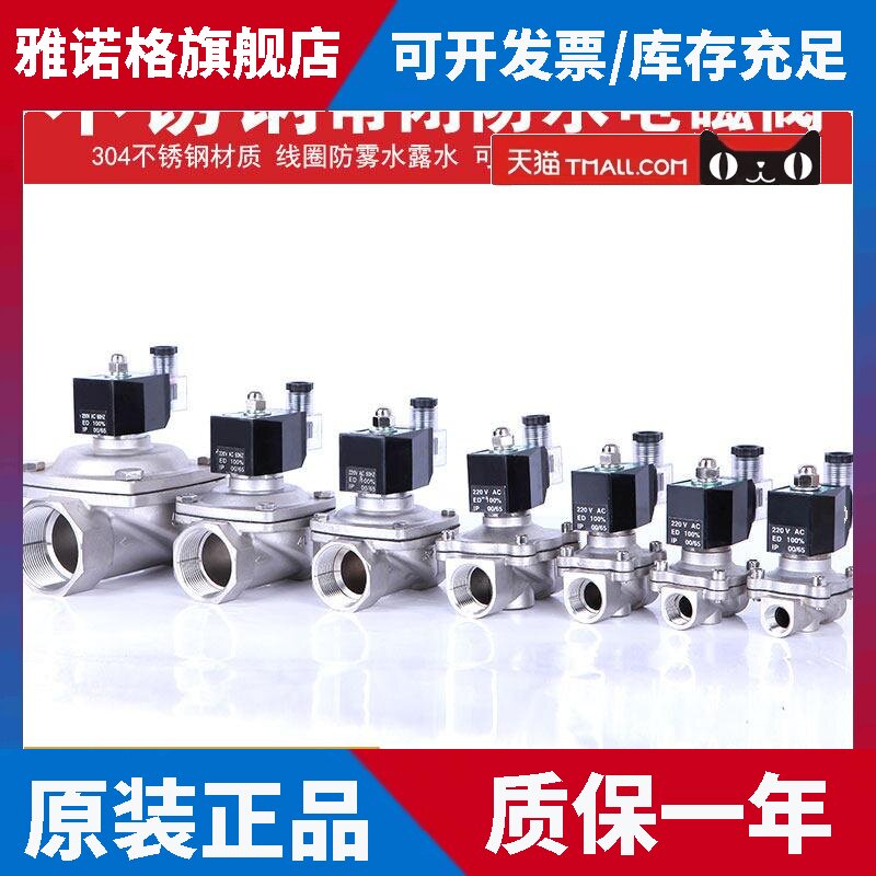 304不锈钢电磁阀 3分4分6分1寸1.2寸等AC220V防水油阀气阀 室外阀