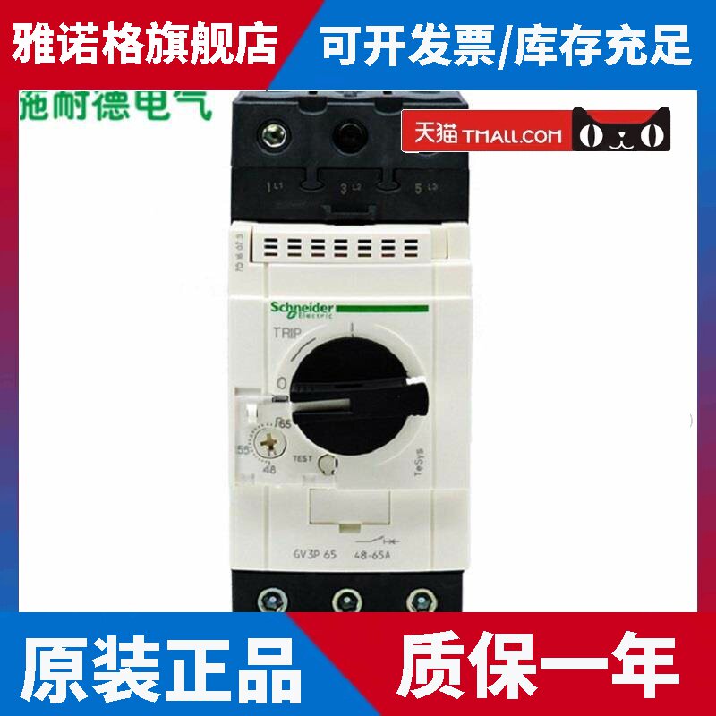 施耐德进口热磁式电动机断路器 马达保护器GV3P65 旋钮控制48-65A