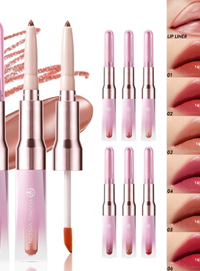 Double head lipliner lip gloss two in one multi-purpose