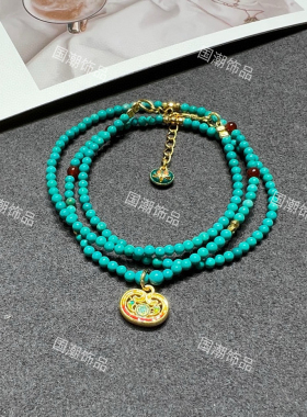 绿松石项链新中式国风项链锁骨链女款2024新款爆款轻奢小众高级感