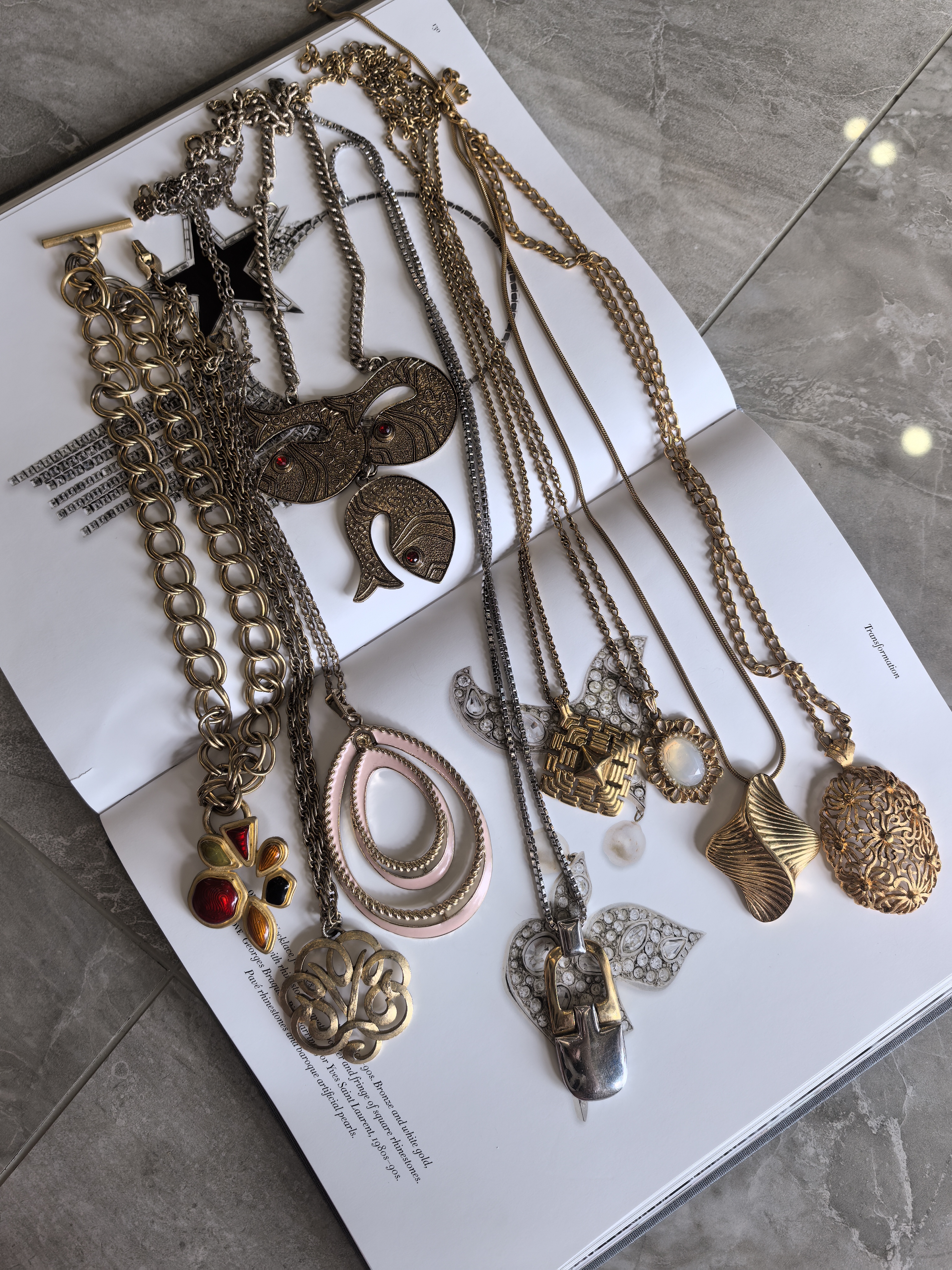 Vintage复古首饰 monet素金秋冬长项链