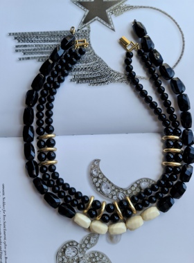 Vintage复古首饰monet/napier亚克力中古项链