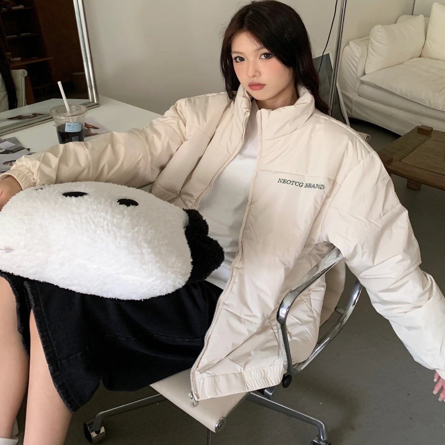 2025年冬季新款小个子白鸭绒羽绒服女宽松加厚保暖学生面包服外套
