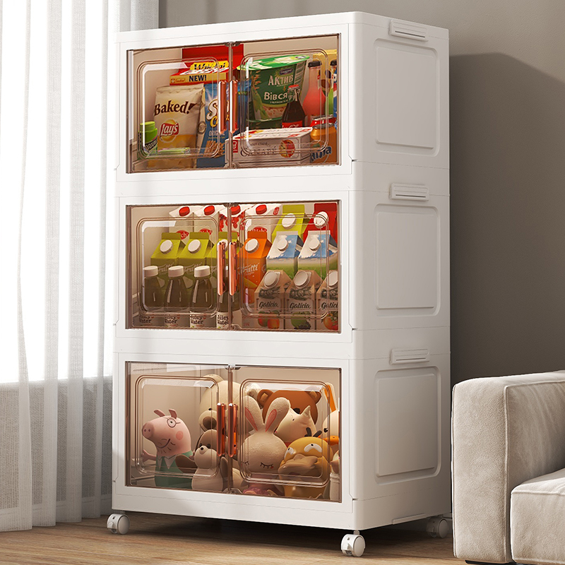 双开门折叠收纳箱大号带轮储物箱