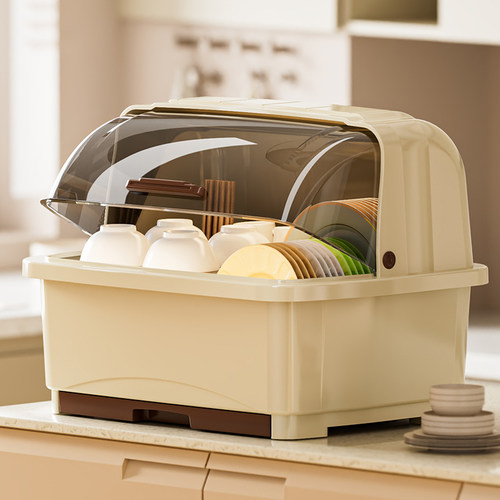 厨房沥水碗柜带盖放碗箱装碗碟盘家用碗架置物架子碗筷收纳盒台面