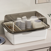 翻盖防尘透明沥水碗柜家用厨房餐具置物架装 碗筷收纳盒碗碟收纳架