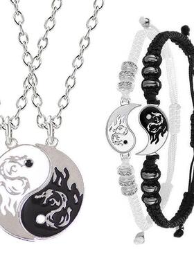 中国风复古时尚太极手链男生兄弟二人编织手环饰品可调节霸气手串