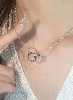 莫比乌斯双环锁骨链女小众轻奢ins设计简约时尚高级感颈链项链女