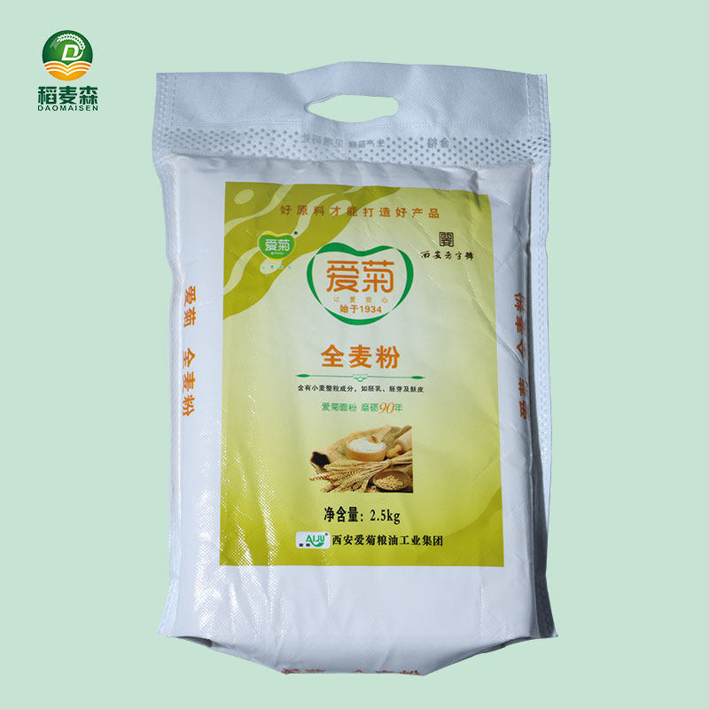 爱菊全麦粉2.5kg 整粒小麦研磨 家用馒头面包粉 含麸皮 胚芽 胚乳 - 实物图